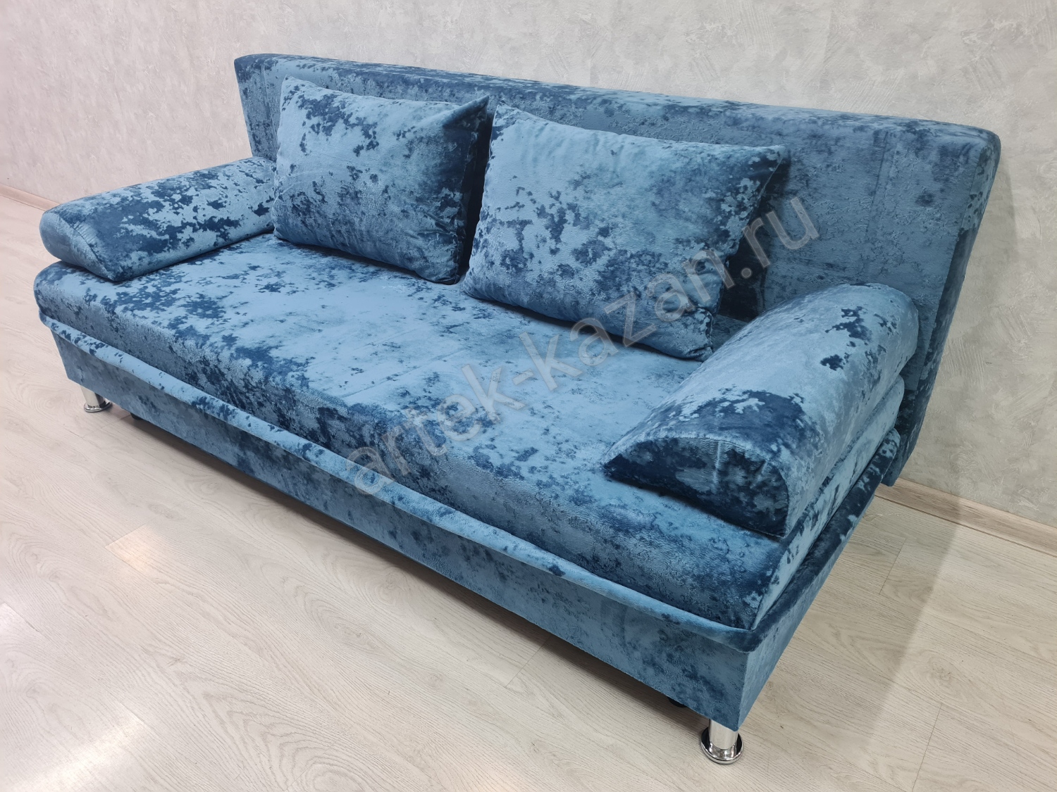 Диван-кровать еврокнижка -Эконом- микровелюр OWN синий, купить за 14500руб. Купить недорогой диван по низкой цене от производителя можно у нас.